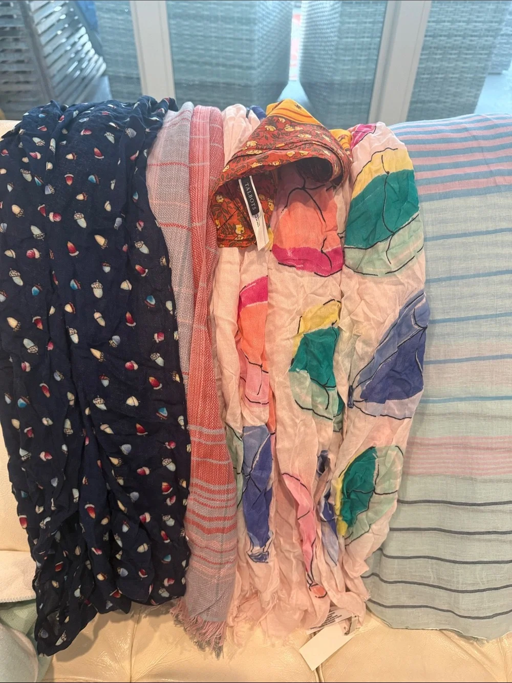 Talbots Multi-Color Patterned Scarves 9 and 1 J.Jill